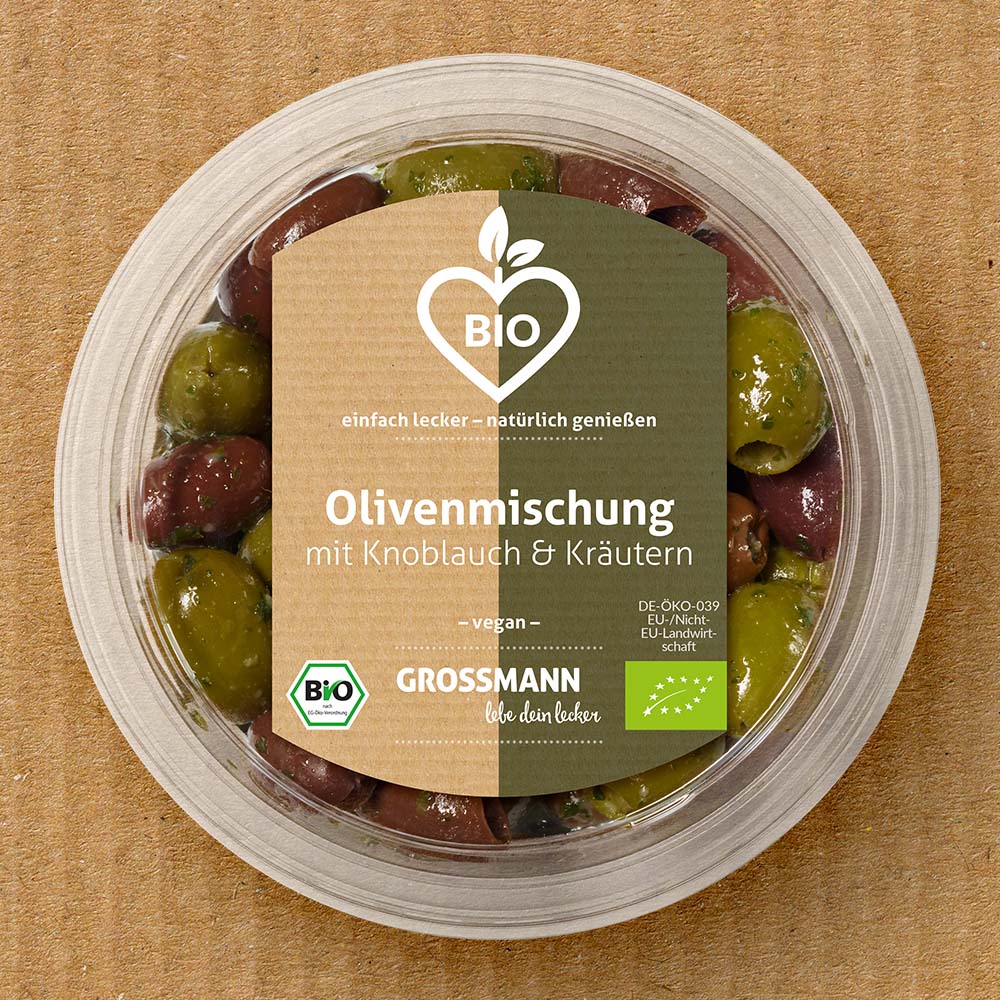 Bio Olivenmischung mit Knoblauch &amp; Kräutern - GROSSMANN