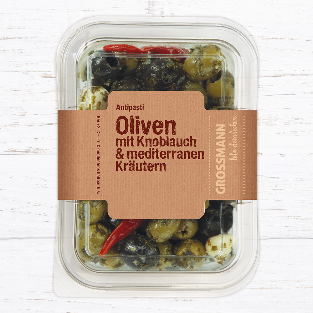 Oliven mit Knoblauch & mediterranen Kräutern GROSSMANN